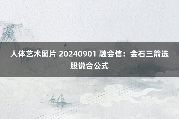 人体艺术图片 20240901 融会信：金石三箭选股说合公式