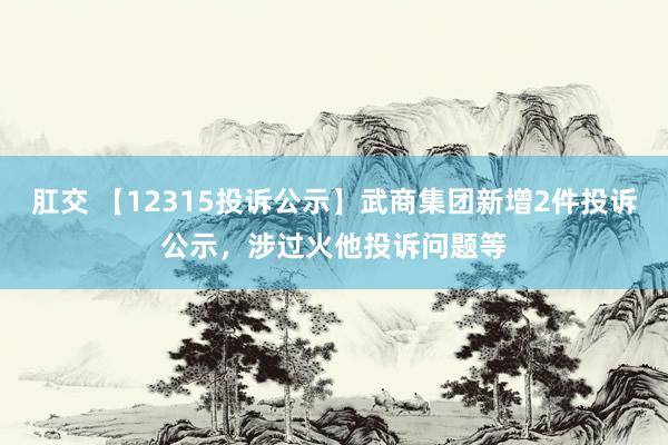 肛交 【12315投诉公示】武商集团新增2件投诉公示，涉过火他投诉问题等