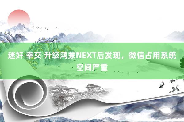 迷奸 拳交 升级鸿蒙NEXT后发现，微信占用系统空间严重