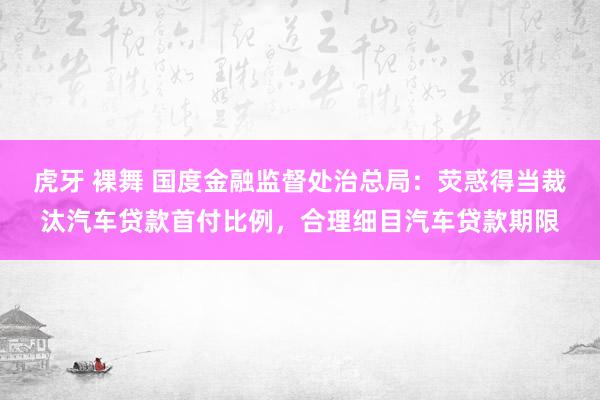 虎牙 裸舞 国度金融监督处治总局：荧惑得当裁汰汽车贷款首付比例，合理细目汽车贷款期限