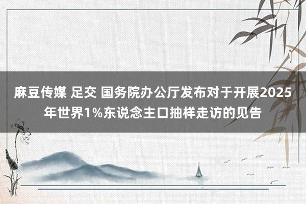 麻豆传媒 足交 国务院办公厅发布对于开展2025年世界1%东说念主口抽样走访的见告