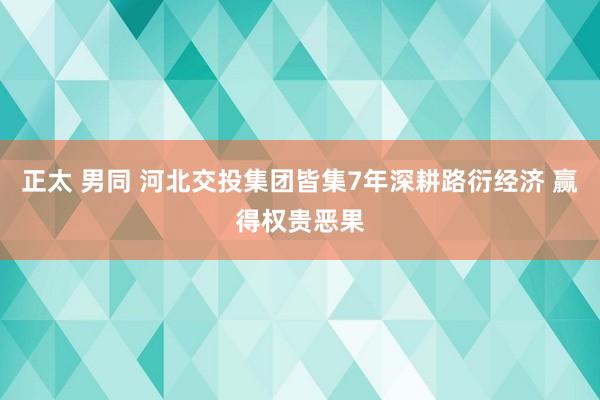 正太 男同 河北交投集团皆集7年深耕路衍经济 赢得权贵恶果