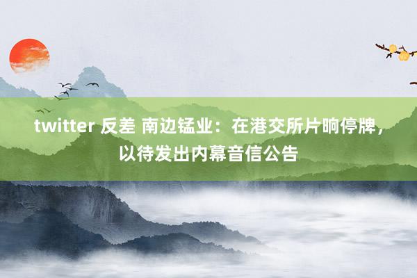 twitter 反差 南边锰业：在港交所片晌停牌，以待发出内幕音信公告