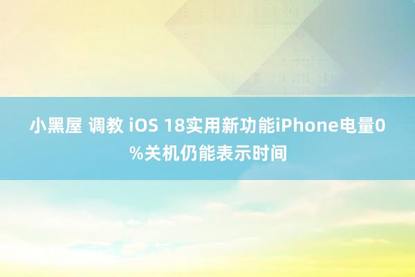 小黑屋 调教 iOS 18实用新功能iPhone电量0%关机仍能表示时间