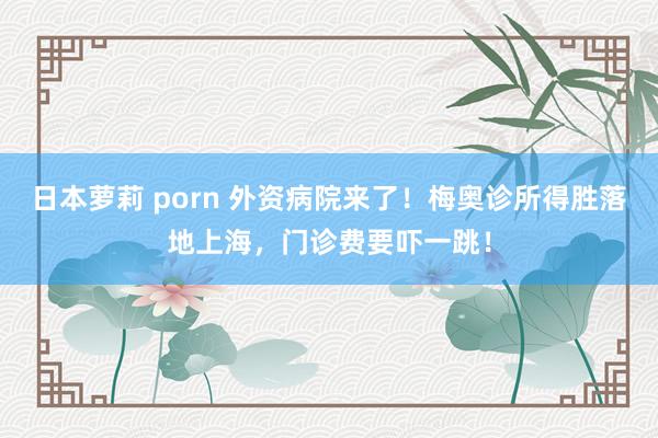 日本萝莉 porn 外资病院来了！梅奥诊所得胜落地上海，门诊费要吓一跳！