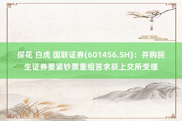 探花 白虎 国联证券(601456.SH)：并购民生证券要紧钞票重组苦求获上交所受理