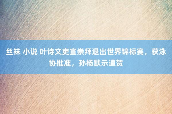 丝袜 小说 叶诗文吏宣崇拜退出世界锦标赛，获泳协批准，孙杨默示道贺