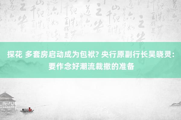 探花 多套房启动成为包袱? 央行原副行长吴晓灵: 要作念好潮流裁撤的准备