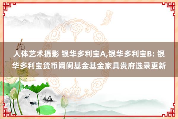 人体艺术摄影 银华多利宝A，银华多利宝B: 银华多利宝货币阛阓基金基金家具贵府选录更新