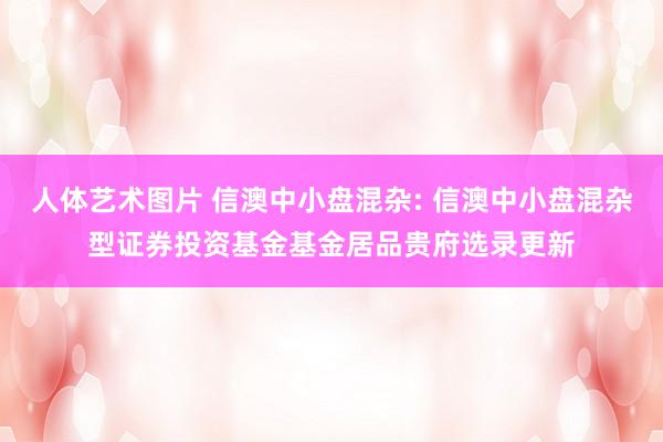 人体艺术图片 信澳中小盘混杂: 信澳中小盘混杂型证券投资基金基金居品贵府选录更新