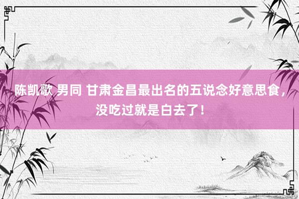 陈凯歌 男同 甘肃金昌最出名的五说念好意思食，没吃过就是白去了！