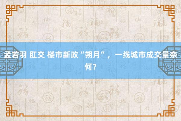 孟若羽 肛交 楼市新政“朔月”，一线城市成交量奈何？