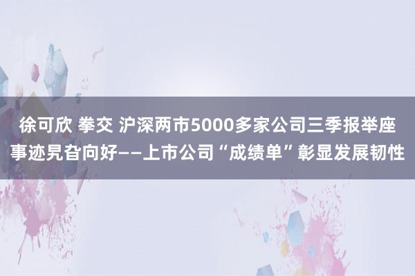 徐可欣 拳交 沪深两市5000多家公司三季报举座事迹旯旮向好——上市公司“成绩单”彰显发展韧性