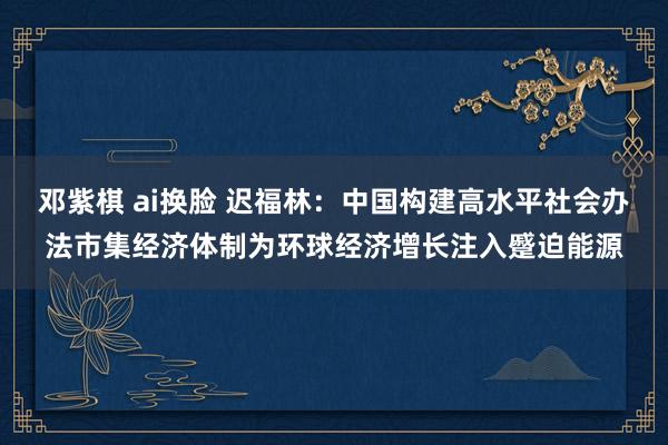 邓紫棋 ai换脸 迟福林：中国构建高水平社会办法市集经济体制为环球经济增长注入蹙迫能源