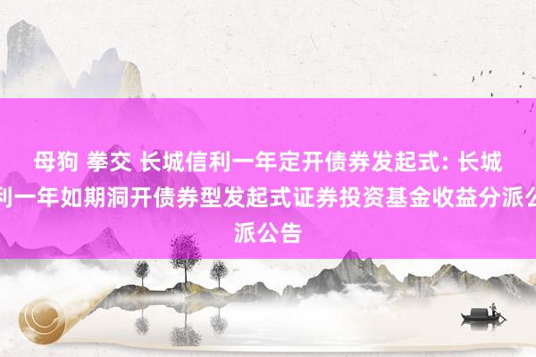 母狗 拳交 长城信利一年定开债券发起式: 长城信利一年如期洞开债券型发起式证券投资基金收益分派公告