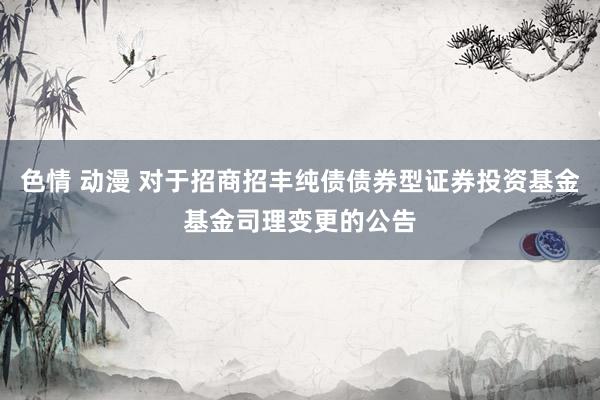 色情 动漫 对于招商招丰纯债债券型证券投资基金基金司理变更的公告