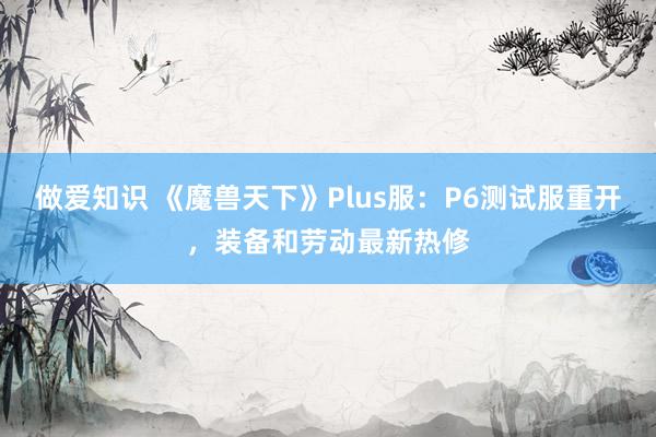 做爱知识 《魔兽天下》Plus服：P6测试服重开，装备和劳动最新热修