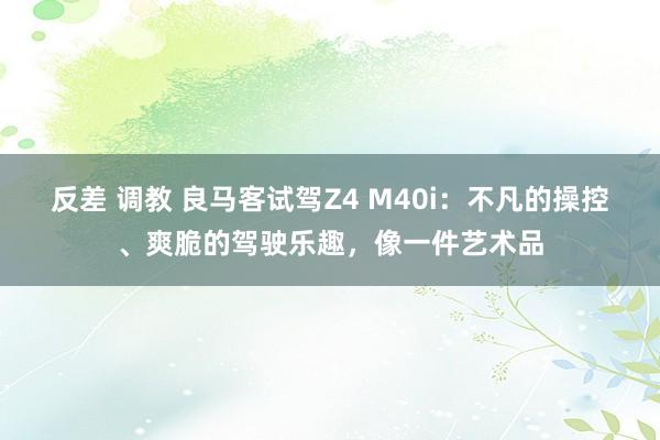 反差 调教 良马客试驾Z4 M40i：不凡的操控、爽脆的驾驶乐趣，像一件艺术品