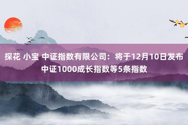 探花 小宝 中证指数有限公司：将于12月10日发布中证1000成长指数等5条指数