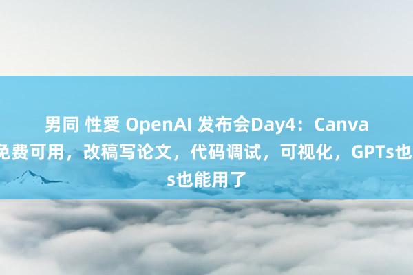 男同 性愛 OpenAI 发布会Day4：Canvas终于免费可用，改稿写论文，代码调试，可视化，GPTs也能用了