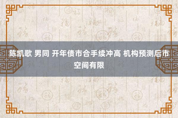 陈凯歌 男同 开年债市合手续冲高 机构预测后市空间有限