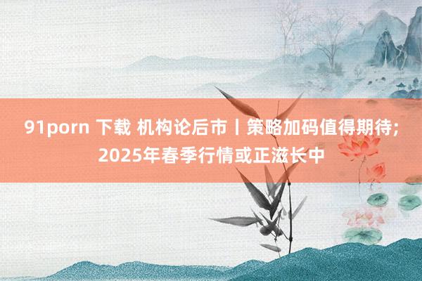 91porn 下载 机构论后市丨策略加码值得期待;2025年春季行情或正滋长中